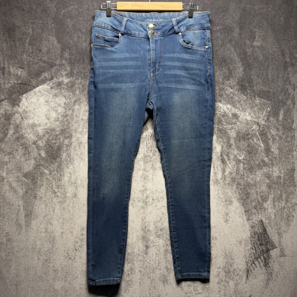 Tahari Jeans Blue Skinny Size 14W Stretch Denim Mid Rise